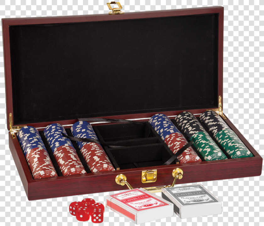 Rosewood Finish Poker Gift Set With 300 Chips 2 Decks  HD Png DownloadTransparent PNG