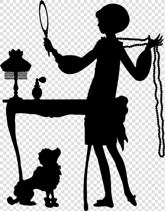 Flapper Silhouette  1920s  Poodle  Woman  Pearls   Mothers Day Beauty Party  HD Png DownloadTransparent PNG