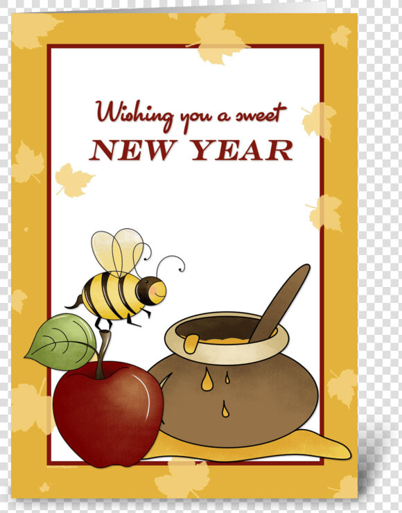 Rosh Hashanah Apple  Bee And Honey Greeting Card   Jewish New Year Clipart  HD Png DownloadTransparent PNG