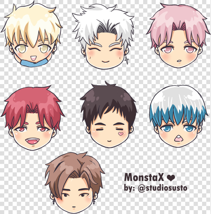 Monsta X Chibi Heads this Cute Stickers Pack Is Available   Monsta X Chibi Sticker  HD Png DownloadTransparent PNG