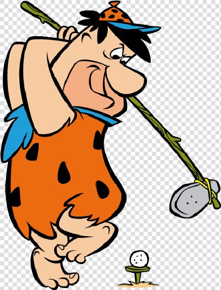 Fred Flintstone Wilma Flintstone Pebbles Flinstone   Fred Flintstone Playing Golf  HD Png DownloadTransparent PNG