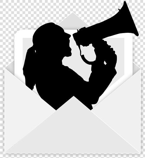 Envelope  Megaphone  Woman  Scream  Barker  Post   Screaming Female Siloutte  HD Png DownloadTransparent PNG