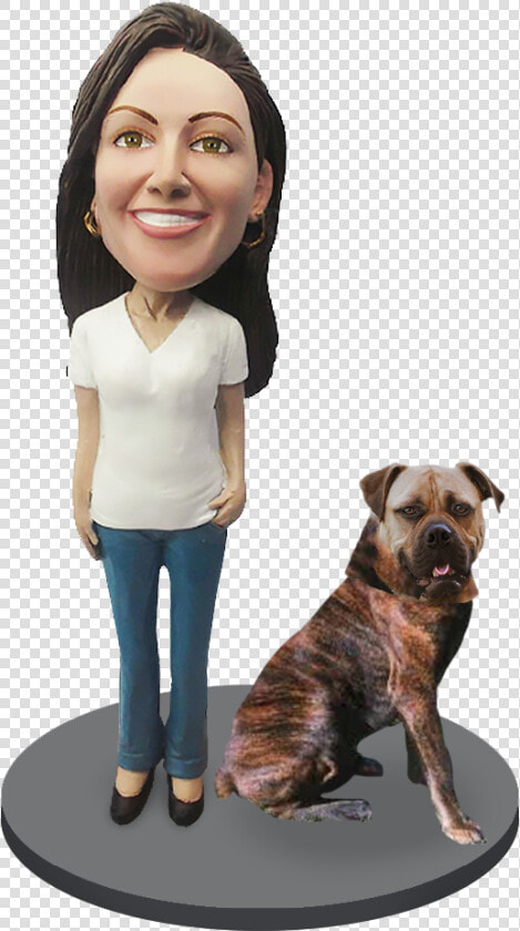 Custom Female With Custom Pet Dog Bobblehead   Pet  HD Png DownloadTransparent PNG