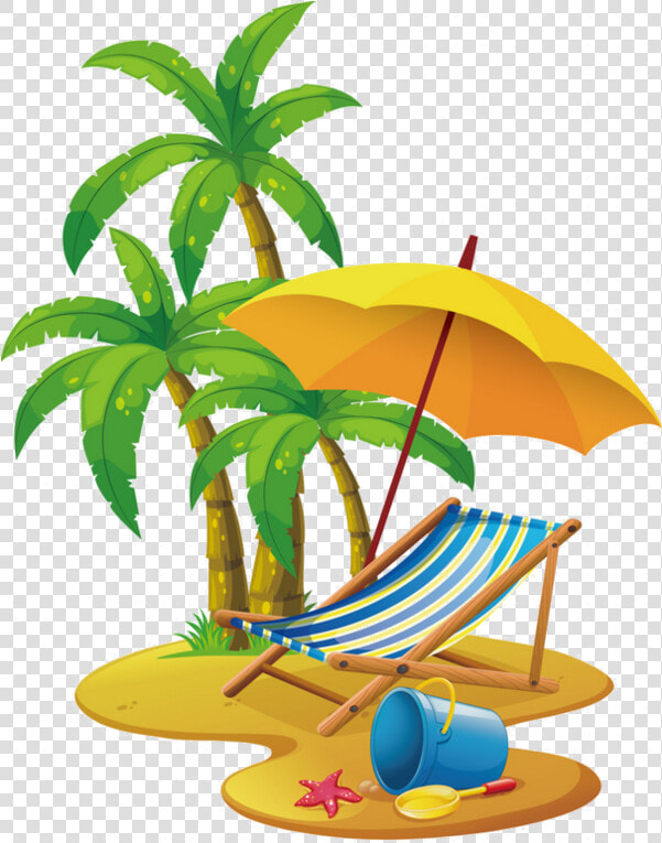 Chaises De Plage  Cliparts Plage  Plages De Sable    Beach Scene Clipart  HD Png DownloadTransparent PNG