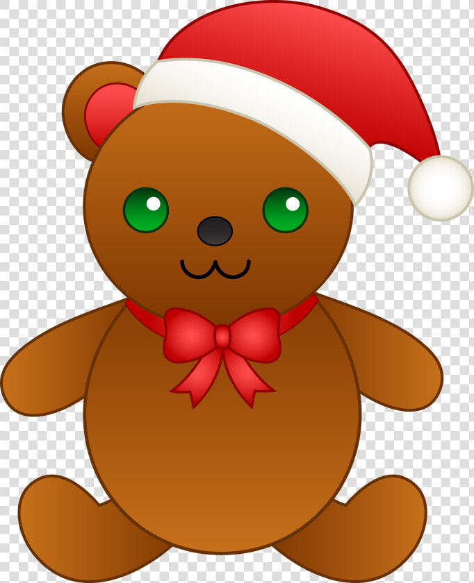 Christmas Teddy Bear With Santa Hat Free Clip Art Png   Christmas Teddy Bear Cartoon  Transparent PngTransparent PNG