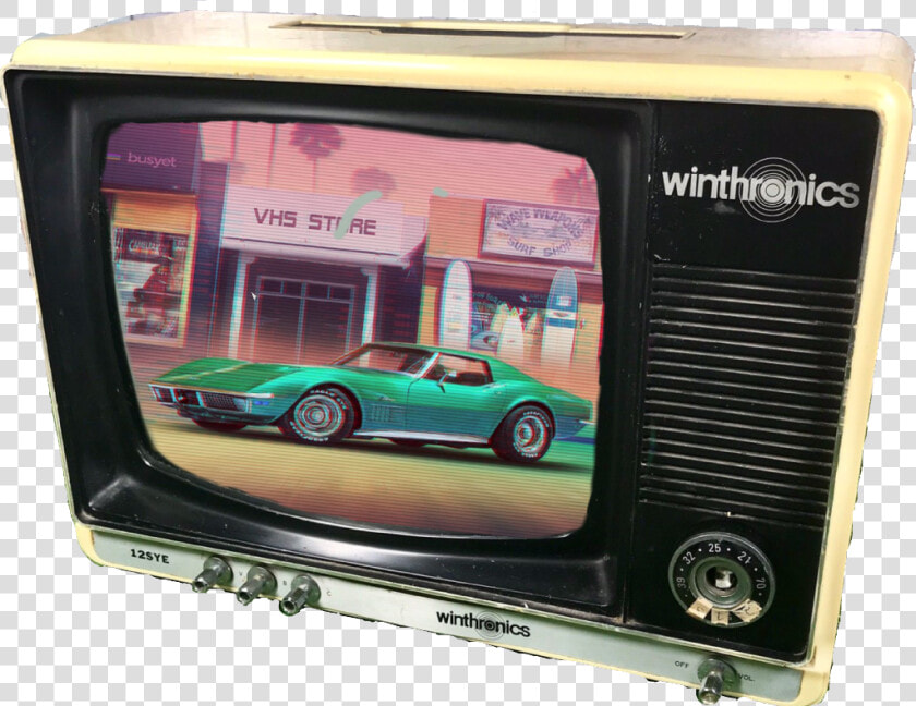  retro  70s  80s  70  80  movie  bmw  car  crt  tv   Vaporwave Wallpaper Corvette  HD Png DownloadTransparent PNG