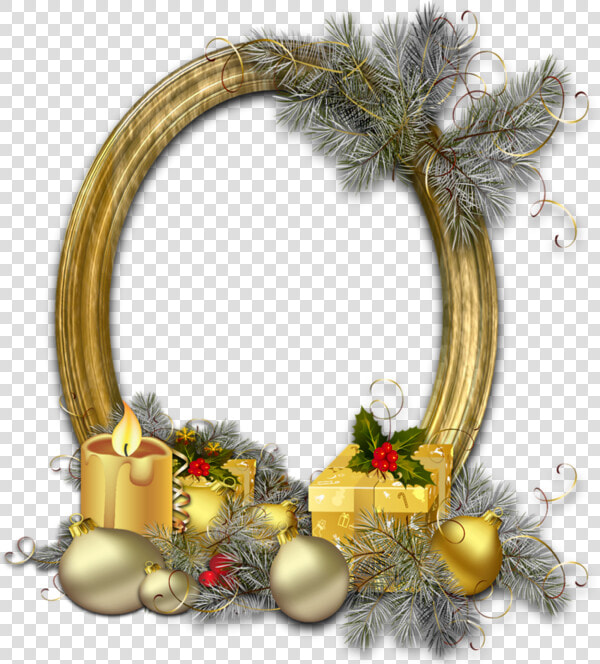 Christmas Oval Gold Photo Frame With Silver Pine   Merry Christmas Frame Png  Transparent PngTransparent PNG