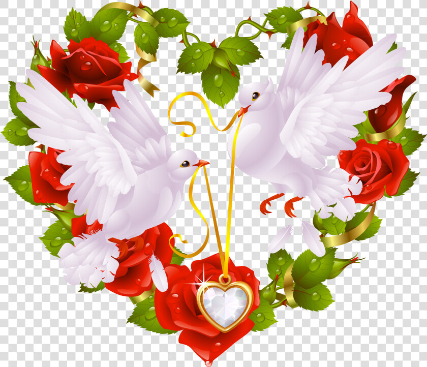 Doves With Heart Clipart   Love Symbols With Birds  HD Png DownloadTransparent PNG