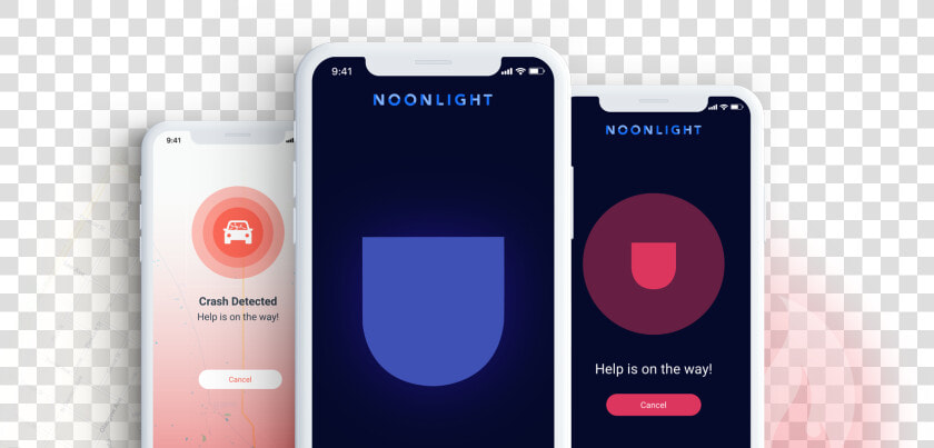 Three Smart Phones Showing Various Emergency Notifications   Noonlight App  HD Png DownloadTransparent PNG