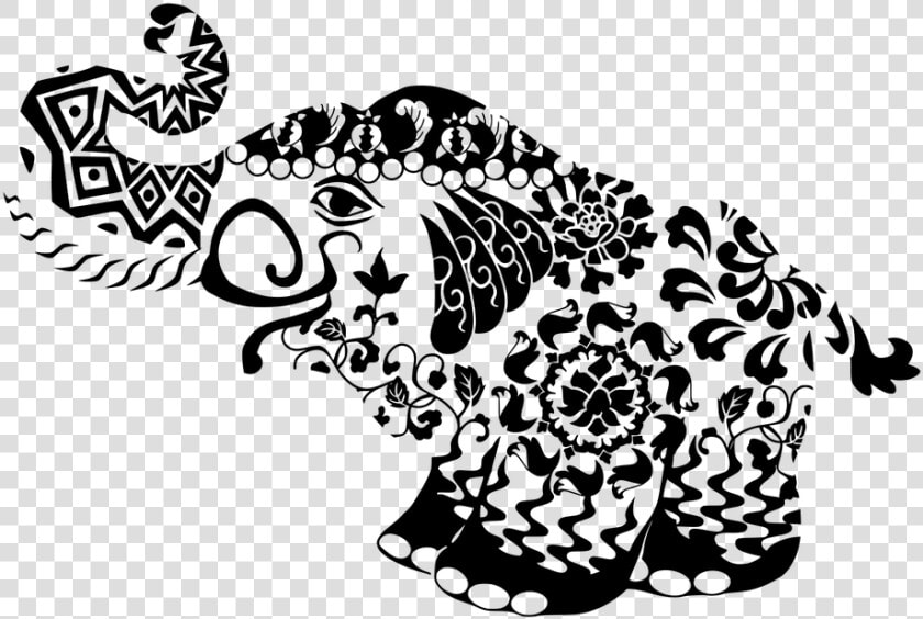 Elephant  Decoration  Design  Scrollwork   Design  HD Png DownloadTransparent PNG