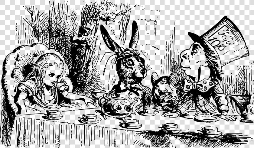 Drawn Alice In Wonderland Black And White   Alice In Wonderland Book Drawings  HD Png DownloadTransparent PNG