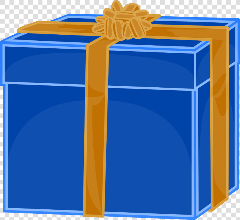 Blue Gift With Golden Ribbon   Gift Box Clip Art  HD Png DownloadTransparent PNG