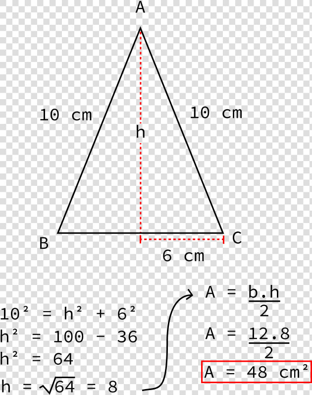 Área Do Triângulo Isósceles   Calcular A Area De Um Triangulo  HD Png DownloadTransparent PNG