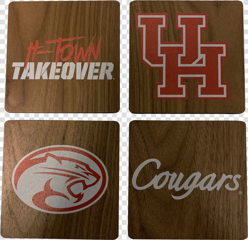 University Of Houston Walnut Coaster Set Class   Houston Cougars  HD Png DownloadTransparent PNG