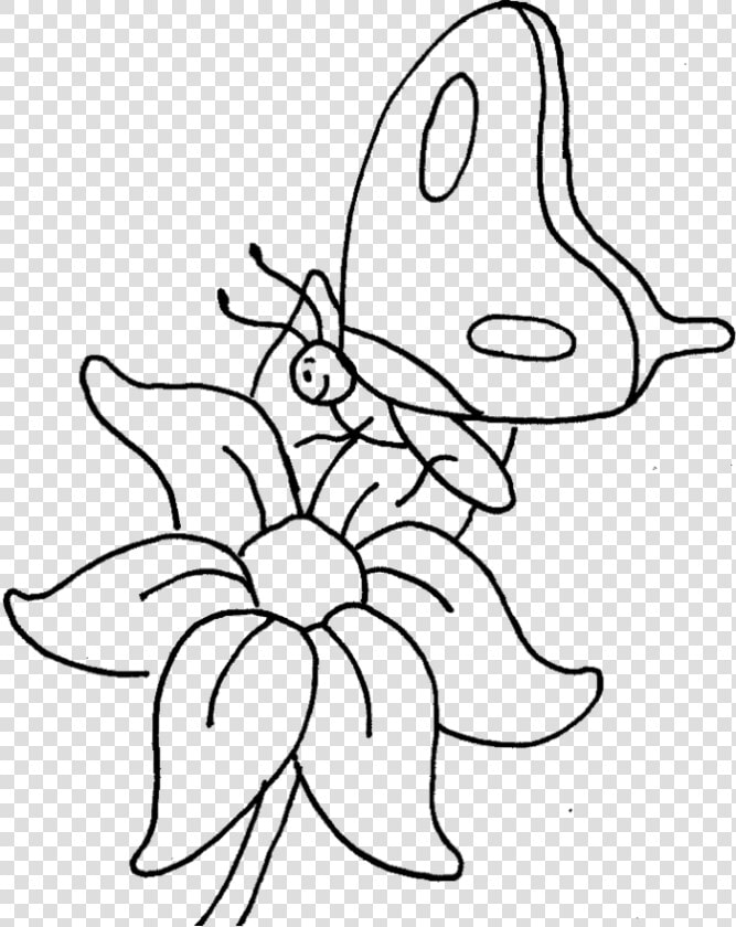 A Small Butterfly Perching On Flowers Coloring Pictures   Butterfly On Flower Clipart Black And White  HD Png DownloadTransparent PNG