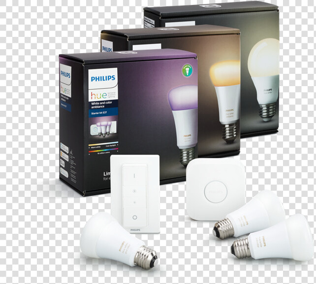 Hue White And Colour Ambiance Starter Kit E27   Philips Hue  HD Png DownloadTransparent PNG