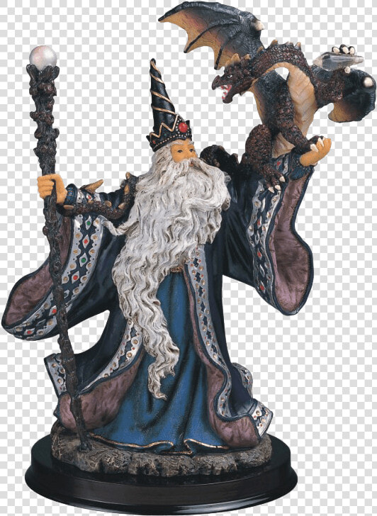 Wizard With Dragon Statue   Wizard Figurines  HD Png DownloadTransparent PNG