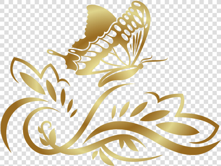  butterfly  line  lines  filigree  swirls  vines  flower   Mariposa En Vinilo  HD Png DownloadTransparent PNG