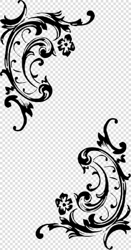 Baroque  Pattern  Style  Flourish  Corner  Border   Baroque Black And White  HD Png DownloadTransparent PNG