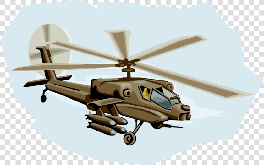 Vector Illustration Of Boeing Ah 64 Apache Attack Helicopter   Helicopter Rotor  HD Png DownloadTransparent PNG