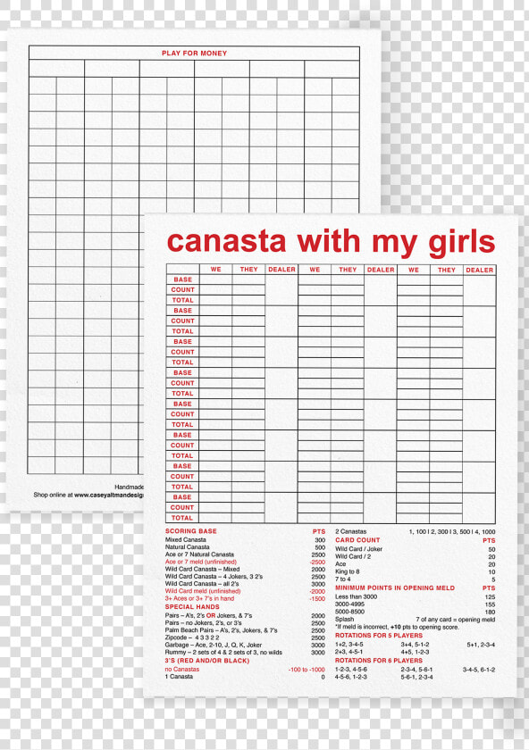 Canasta With My Girls Scoring Pad  HD Png DownloadTransparent PNG