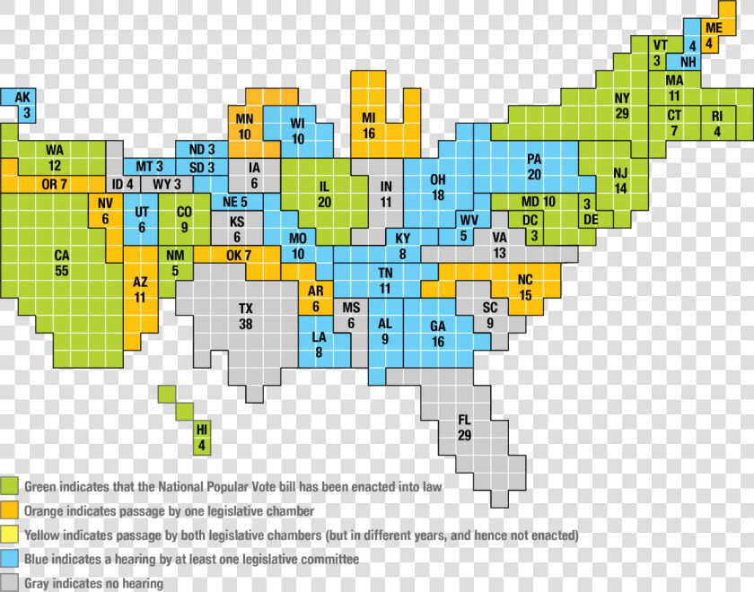 A Map Of The Current States That Have Joined The Interstate   Map Of Us If Popular Vote  HD Png DownloadTransparent PNG