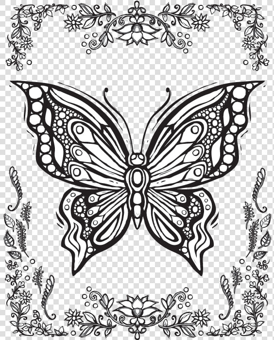 611 X 782   Printable Coloring Pages For Adults Butterflies  HD Png DownloadTransparent PNG