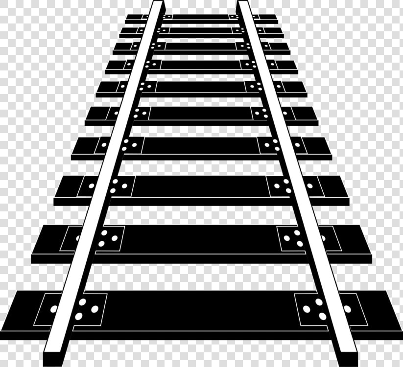 Railroad  Track  Rail  Transportation  Train   Train Track Clipart Black And White  HD Png DownloadTransparent PNG