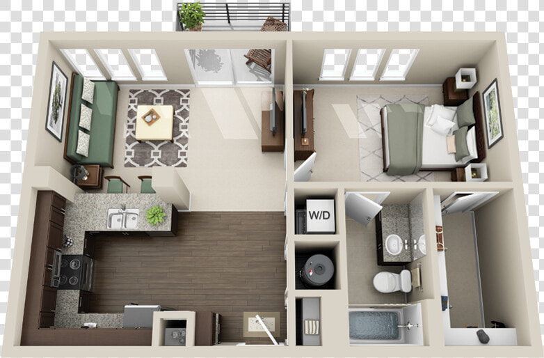 Studio Apartment 3d Floor Plan  HD Png DownloadTransparent PNG