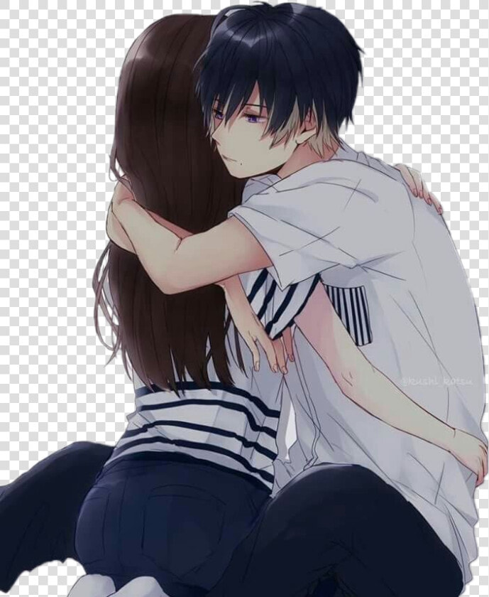  hugs  anime  couple  animecouple   Love Anime Cute Couple  HD Png DownloadTransparent PNG