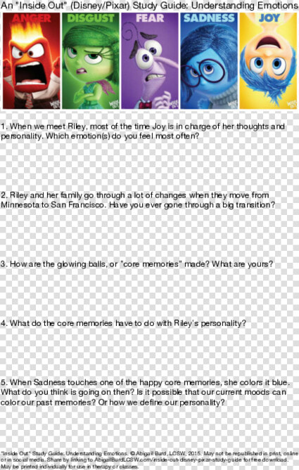 Inside Out Study Guide Understanding Emotions  HD Png DownloadTransparent PNG