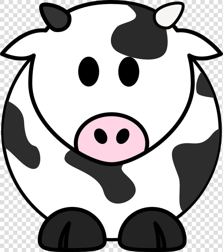 Milk Cow  Cow  Cattle  Black  White  Moo  Cartoon    Cow Black And White Easy  HD Png DownloadTransparent PNG