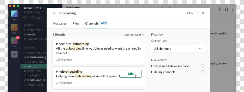 Slack Productivity   Select Channels   Public Channels On Slack  HD Png DownloadTransparent PNG