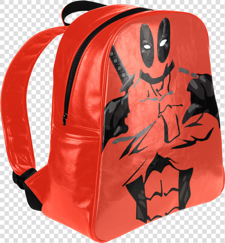 Psylocke Leather Backpack With Deadpool Print Casual   Laptop Bag  HD Png DownloadTransparent PNG