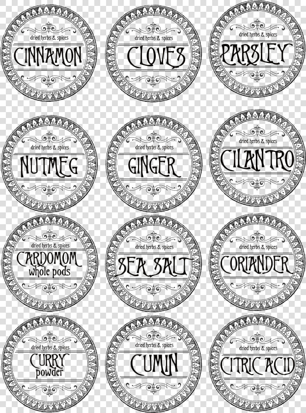 Transparent Herbs Clipart   Printable Herb And Spice Jar Labels  HD Png DownloadTransparent PNG