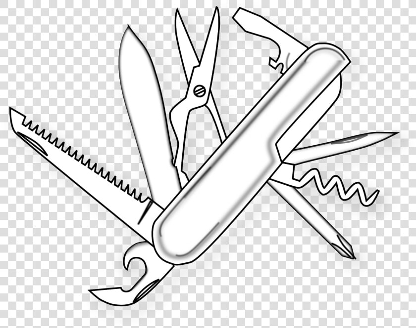 Transparent Switchblade Clipart   Swiss Army Knife Drawing  HD Png DownloadTransparent PNG