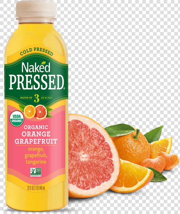 Naked Pressed Organic Valencia Orange Juice   Naked Organic Orange Grapefruit  HD Png DownloadTransparent PNG