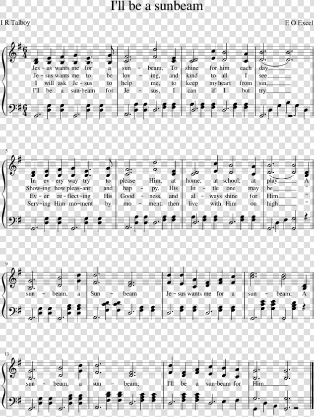 Ll Be A Sunbeam Sheet Music  HD Png DownloadTransparent PNG