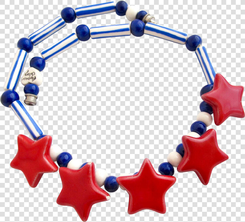 Vintage Flying Colors Patriotic Red Stars Ceramic Necklace   Bracelet  HD Png DownloadTransparent PNG