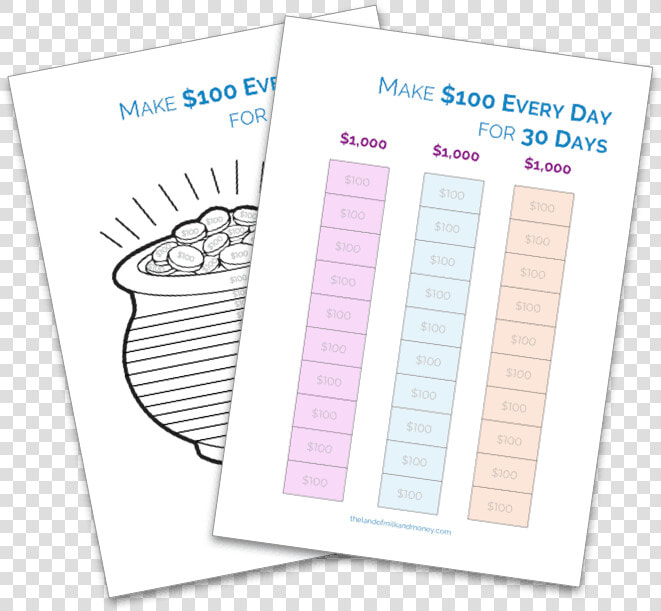 Make 100 Dollars A Day For One Month 30 Days   30 Saving Money Challenge  HD Png DownloadTransparent PNG