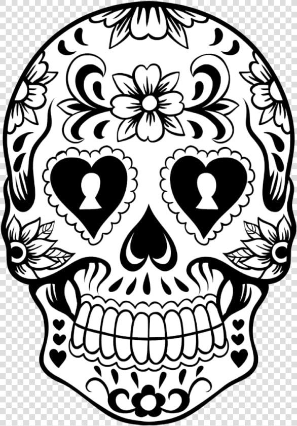 Drawn Skull Sugar Skull   Sugar Skull Silhouette  HD Png DownloadTransparent PNG