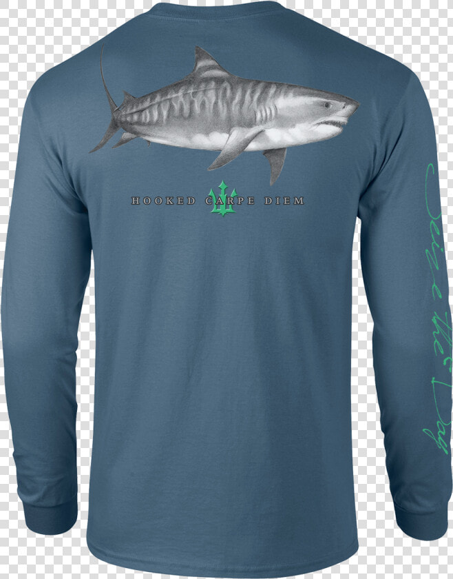 Tiger Shark   T shirt   Long Sleeve   Hooked Carpe  HD Png DownloadTransparent PNG