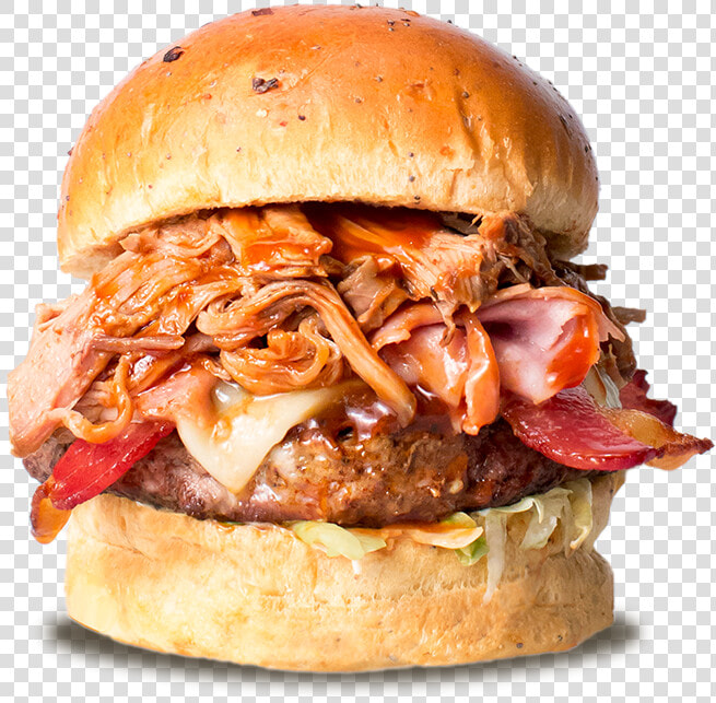 Porky Pig Burger   Beef And Pulled Pork Burger  HD Png DownloadTransparent PNG