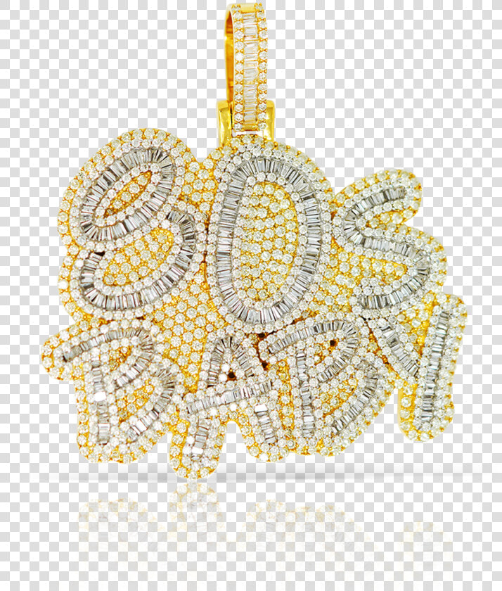 80 S Baby Baguette Diamond Pendant   Needlework  HD Png DownloadTransparent PNG