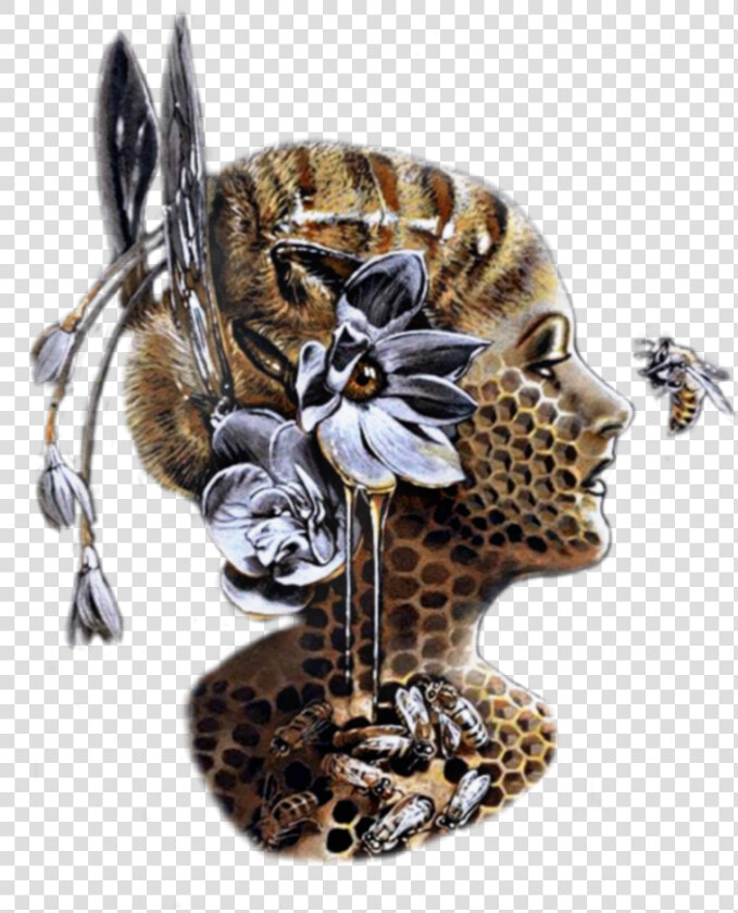  rosto  mujerabeja  flores  abeja   Pendant  HD Png DownloadTransparent PNG