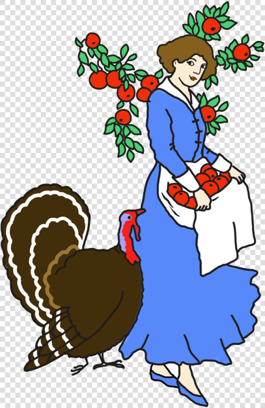 Woman With Apples And Turkey   Cartoon  HD Png DownloadTransparent PNG