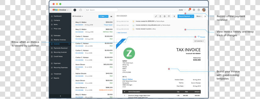 Create Invoice   Zoho Invoice   Smart Invoice  HD Png DownloadTransparent PNG