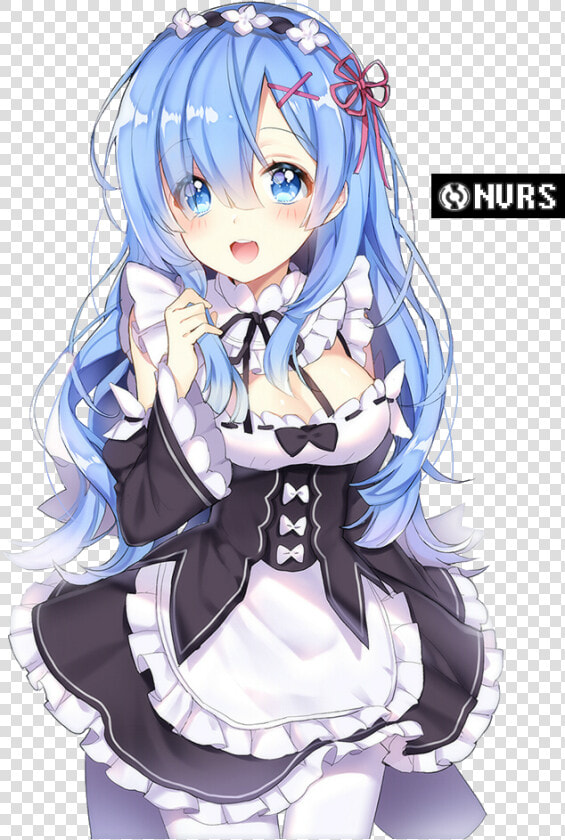 Maid Outfit Blue Hair Maid Anime Girl  HD Png DownloadTransparent PNG