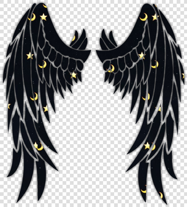  wing  wings  angel  black  stars  freetoedit  ftestickers   Angel Wings Tattoo Transparent  HD Png DownloadTransparent PNG