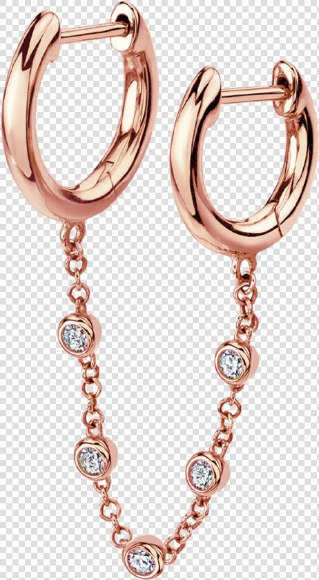 Diamond Chain Connected Slim Hoops   Earring  HD Png DownloadTransparent PNG